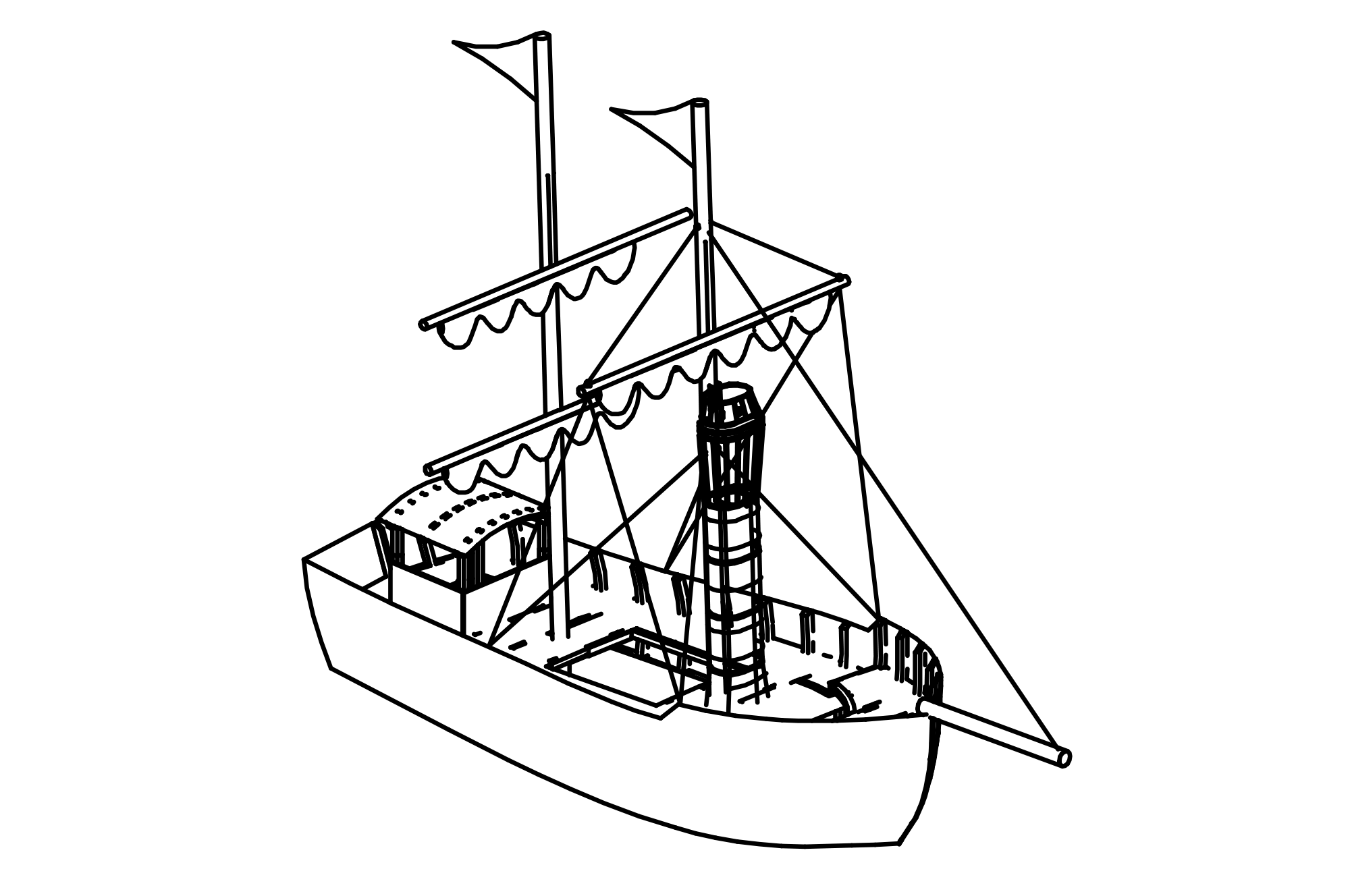 Large Twin-Masted Ship