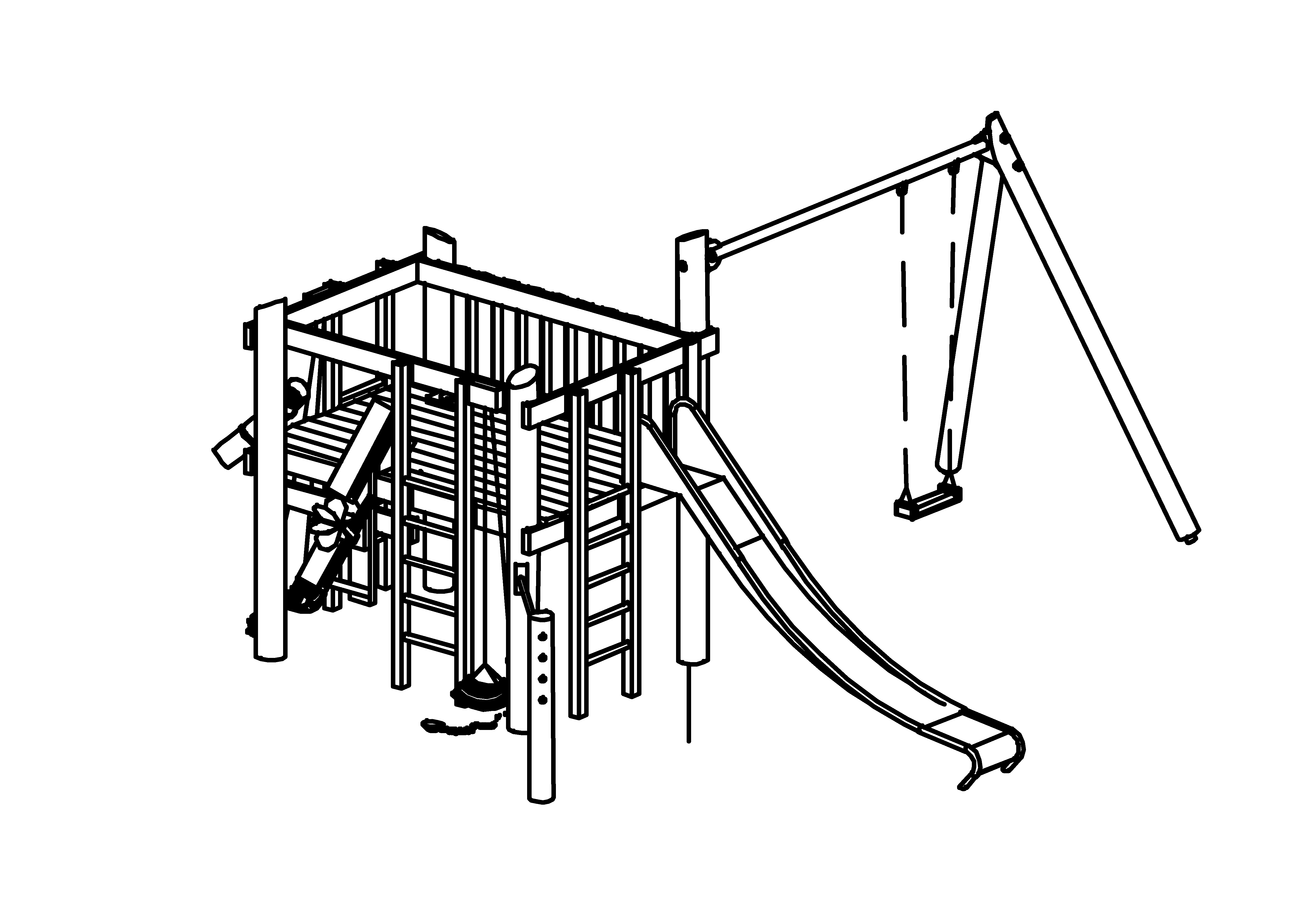 Building Site Combination 0338, made of larch with steel feet